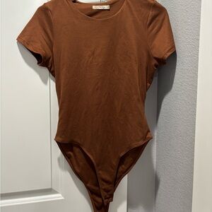 Rust Brown Short Sleeve Bodysuit